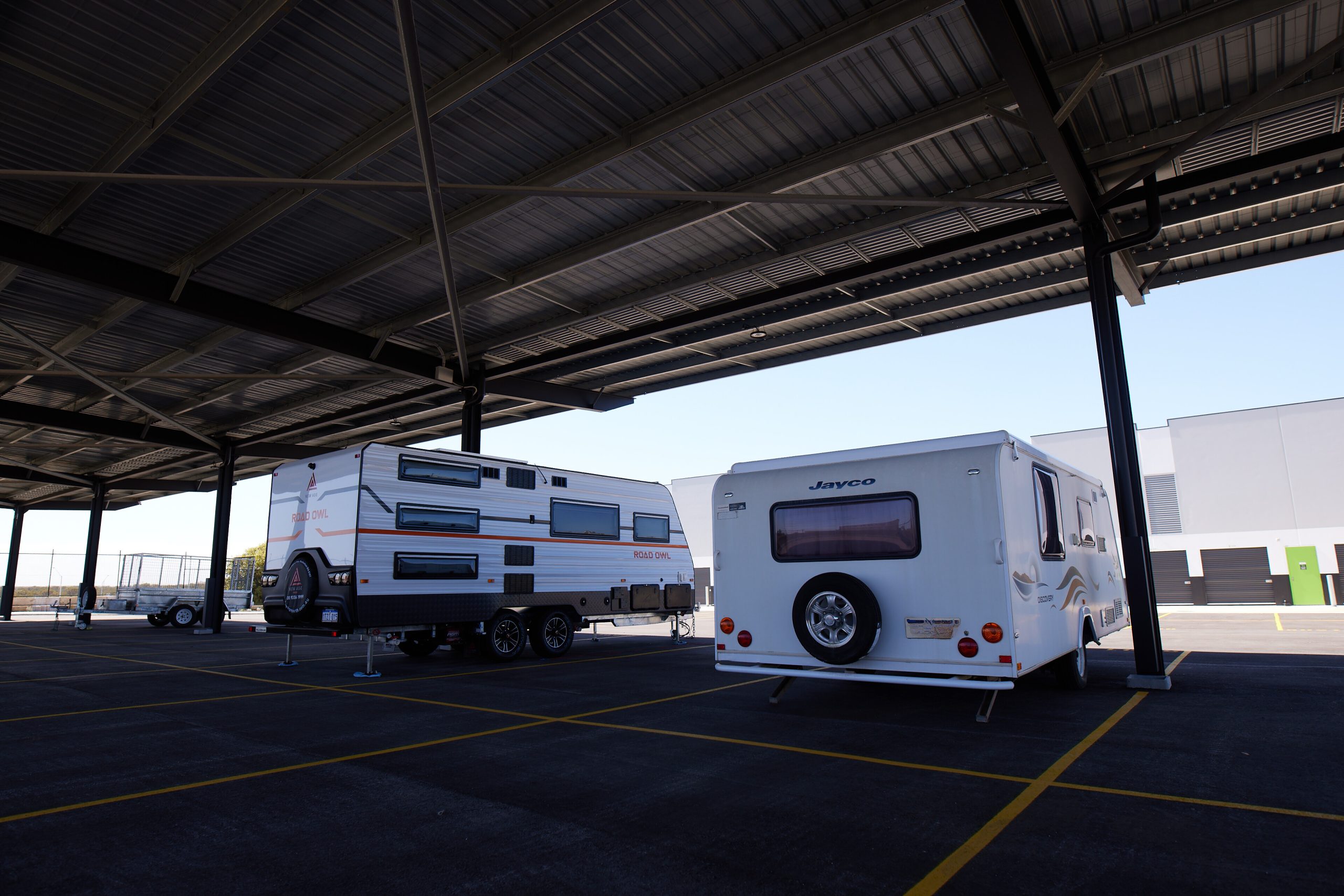 Under cover storage for boats, caravans and trailers
