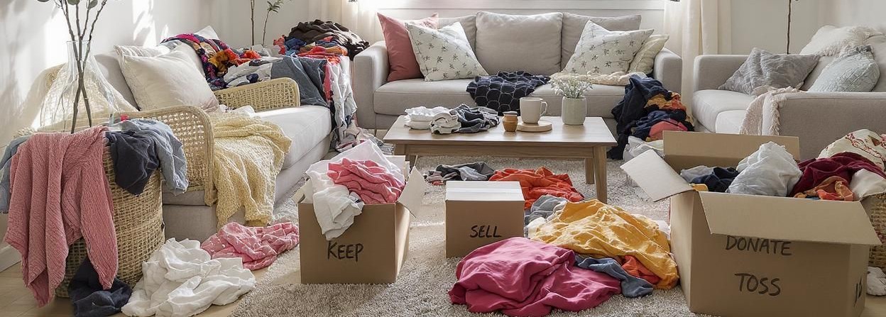planning to move house Packing boxes in lounge room to move house